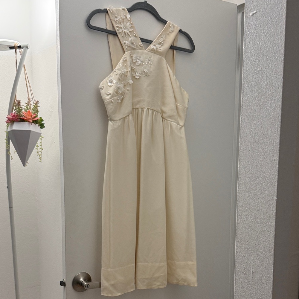 A Pea in the Pod Cream Embellished Dress